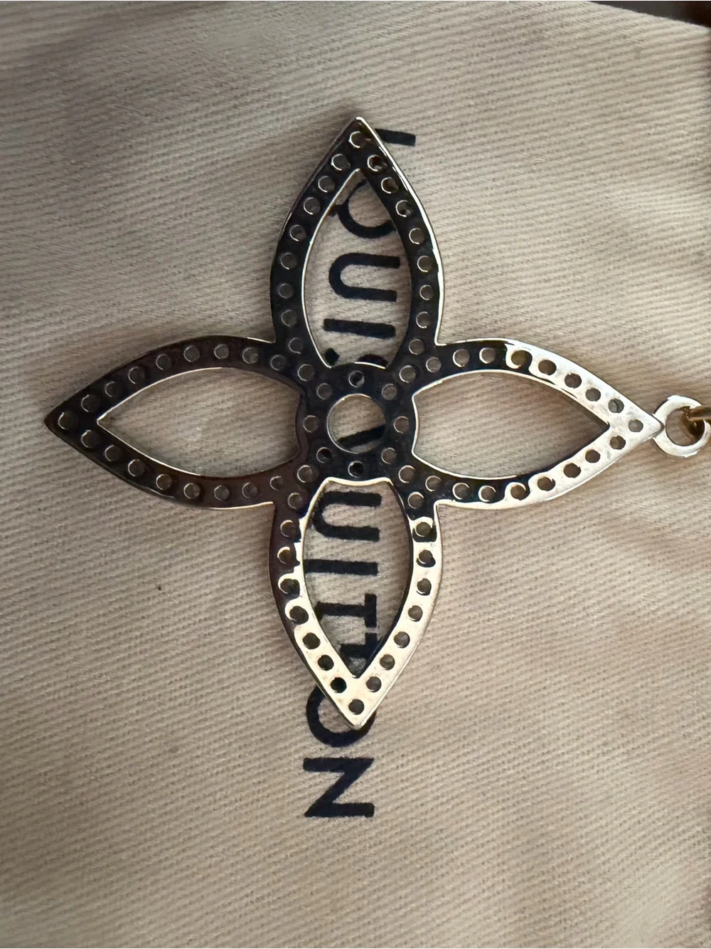Louis Vuitton Gold and Silver Floral Ring Key Charm